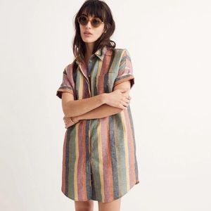 Madewell Courier Shirtdress in Rainbow Stripe